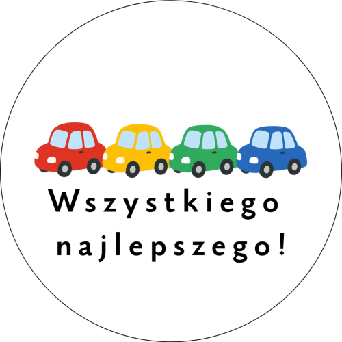 Naklejki ozdobne na prezent  Wszystkiego najlepszego auta 40 mm 24szt