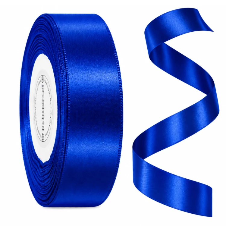 Wstążka satynowa 25mm x 32m Niebieski Szafir.png