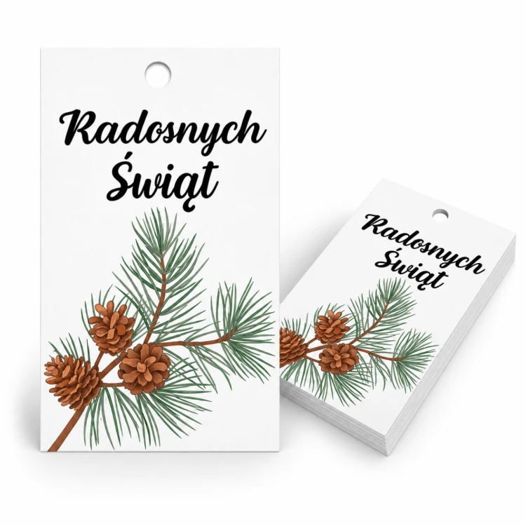 Bileciki zawieszki do prezentów "Radosnych Świąt" x9 cm 25 sztuk