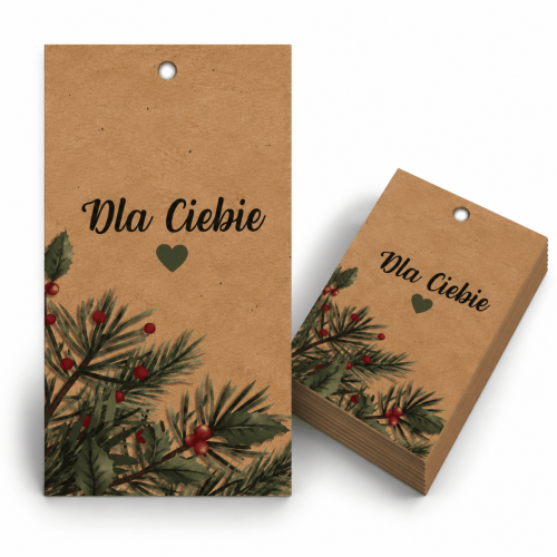 Bileciki zawieszki do prezentów "Dla Ciebie" Kraft  5x9 cm 25 sztuk