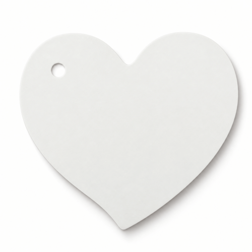 Bileciki zawieszki na prezent białe SERCE  6x5,5 cm -  25 sztuk
