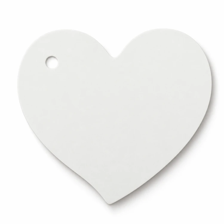 Bileciki zawieszki na prezent białe SERCE  6x5,5 cm -  25 sztuk