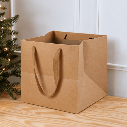Papierowa torba prezentowa KRAFT 25x25x25 cm NA MAŁY KOSZ PREZENTOWY