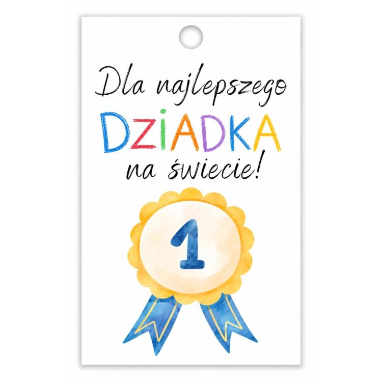 Bileciki zawieszki do prezentów DLA NAJLEPSZEGO DZIADKA NA ŚWIECIE 5x9 cm 25 sztuk