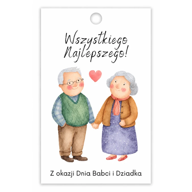 Bileciki zawieszki do prezentów  Z OKAZJI DNIA BABCI I DZIADKA 5x9 cm 25 sztuk