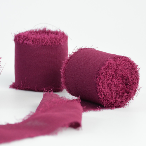 Wstążka szyfonowa ręcznie rwana do dekoracji BURGUND WINO 4cm 5m 1 szt -