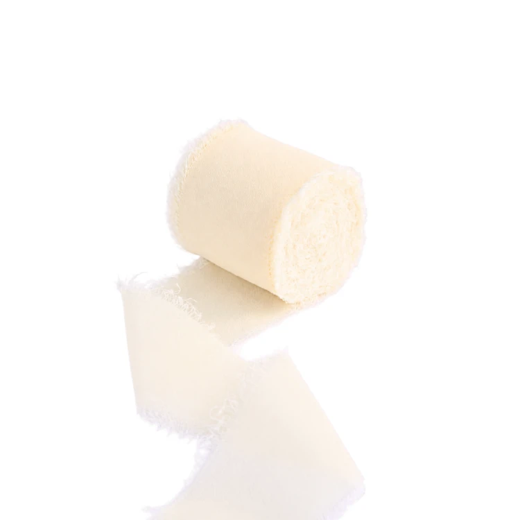 Wstążka szyfonowa ręcznie rwana do dekoracji ECRU 4cm 5m 1 szt