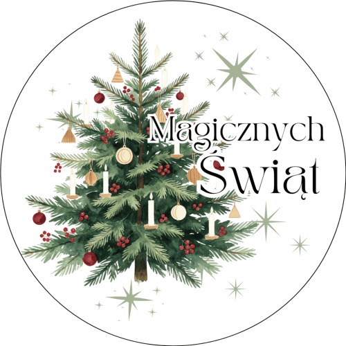 Naklejki ozdobne CHOINKA MAGICZNYCH ŚWIĄT 40 mm 24 szt.