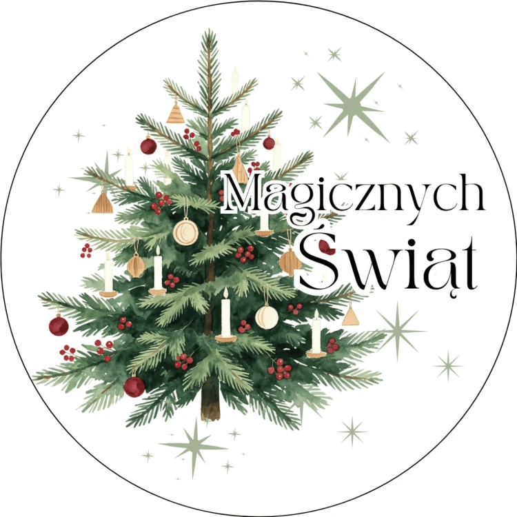 Naklejki ozdobne CHOINKA MAGICZNYCH ŚWIĄT 40 mm 24 szt.