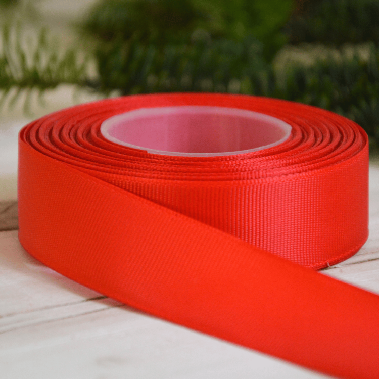 Wstążka tasiemka rypsowa ozdobna czerwona 25mm x 22m