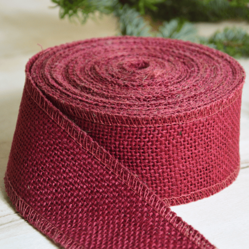 Wstążka taśma jutowa bordowa 5cm x 10m