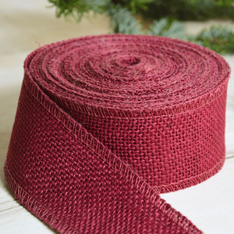 Wstążka taśma jutowa bordowa 5cm x 10m