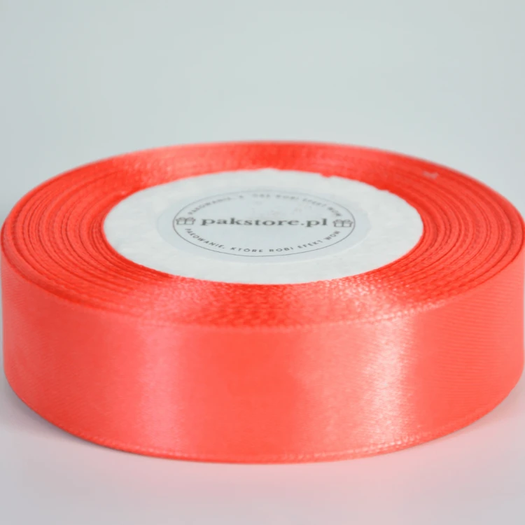 Wstążka tasiemka satynowa 25mm x 32m BRZOSKWINIA