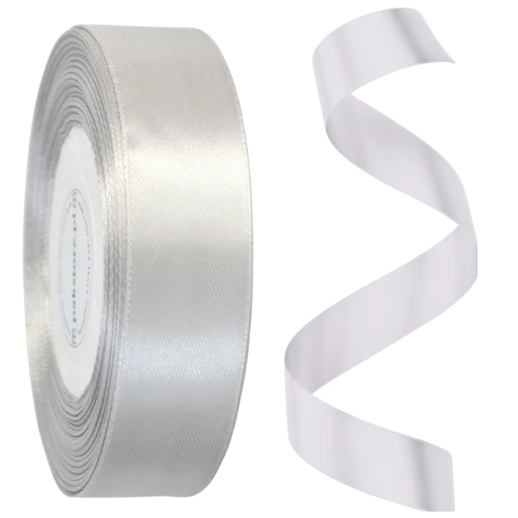 Wstążka tasiemka satynowa 25mm x 32m ZŁAMANA BIEL