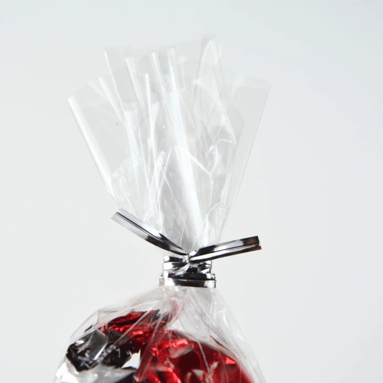 Druciki twisty do woreczków celofanowych 8 cm 100 sztuk SREBRNE
