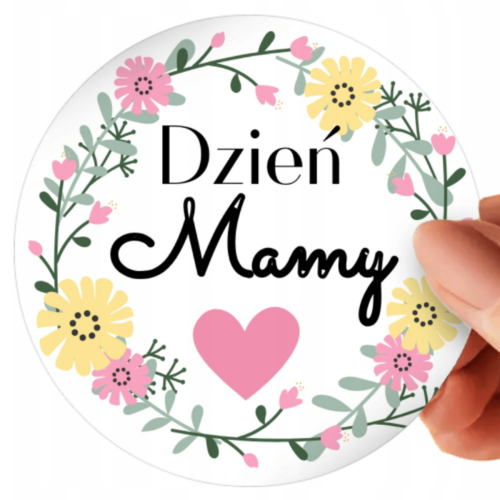 Naklejka ozdobna na prezent dla mamy DZIEŃ MATKI DZIEŃ MAMY 4 cm 1 szt