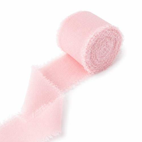 Wstążka szyfonowa ręcznie rwana 4cm 5m jasny róż.png
