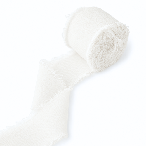 Wstążka szyfonowa rwana 4cm 5m śmietankowa biel.png