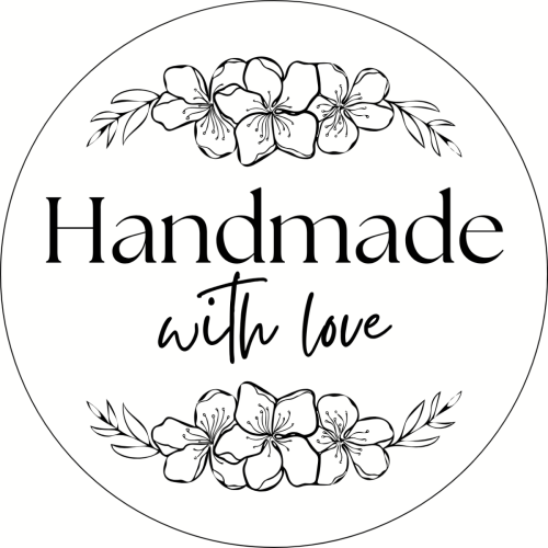 Naklejki ozdobne na prezent HANDMADE WITH LOVE 40 mm 24 sztuki