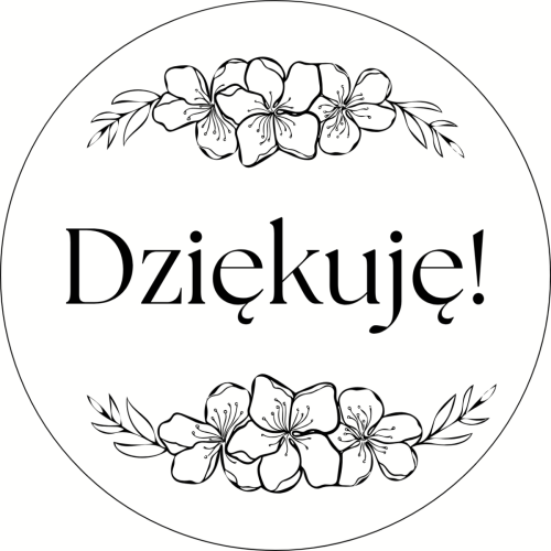 Naklejki ozdobne na prezent DZIĘKUJĘ 40 mm 24 sztuki
