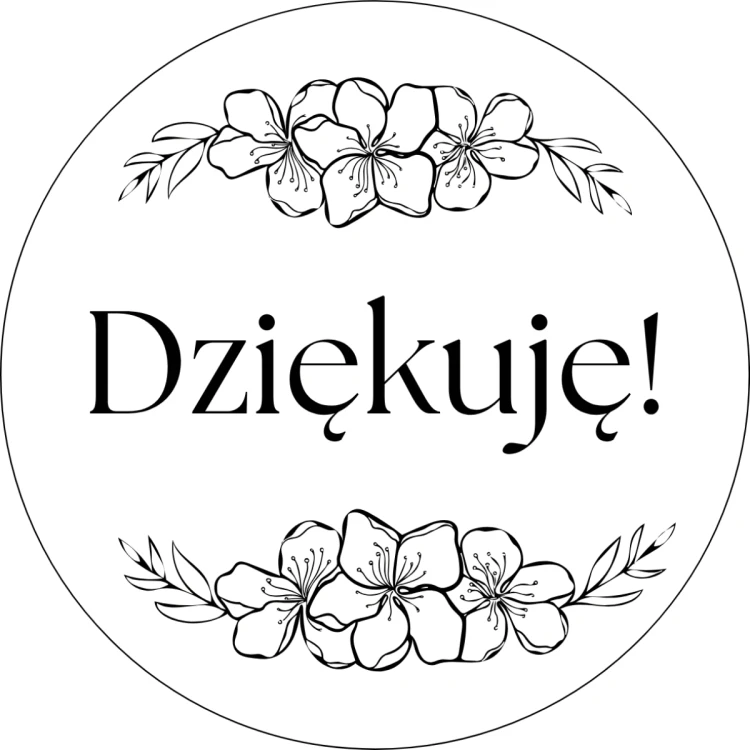 Naklejki ozdobne na prezent DZIĘKUJĘ 40 mm 24 sztuki