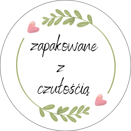 Naklejki „Zapakowane z czułością” 40 mm 24 szt.