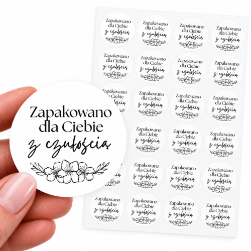 Naklejki ozdobne na prezent  ZAPAKOWANO DLA CIEBIE Z CZUŁOŚCIĄ 40 mm 24 szt.png