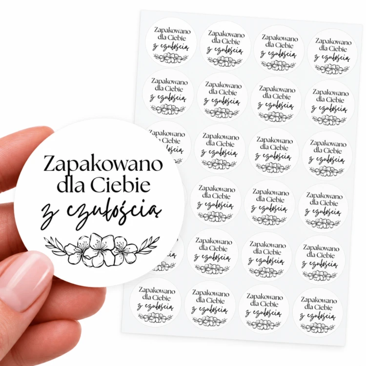 Naklejki ozdobne na prezent  ZAPAKOWANO DLA CIEBIE Z CZUŁOŚCIĄ 40 mm 24 szt.png